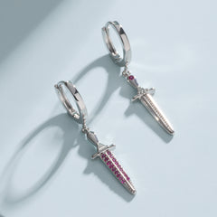 Ice Stone 5A CZ Cross Sword Earrings Unisex