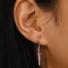 Ice Stone 5A CZ Cross Sword Earrings Unisex