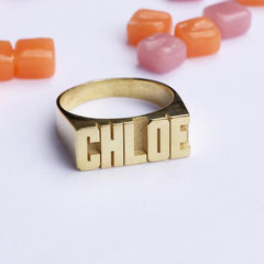 Ice Stone Custom 3D Name Ring Two-Tone