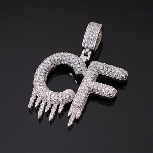 Ice Stone Iced Out Icicle Letter Custom Name Pendant Necklace