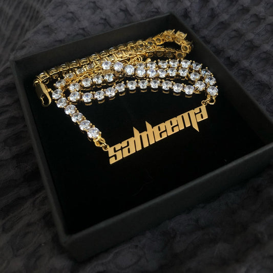 Ice Stone Stainless Steel Custom Name Necklace Gift