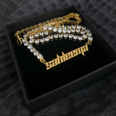 Ice Stone Stainless Steel Custom Name Necklace Gift