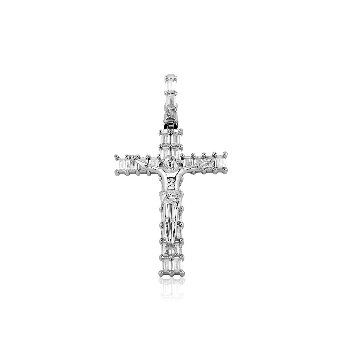 Ice Stone Iced Out Baguette Cross Necklace