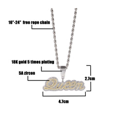 Ice Stone Custom Integrated Heart Name Pendant Necklace