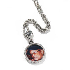Ice Stone Customized Round Diamond Photo Pendant