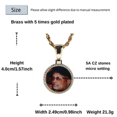 Ice Stone Customized Round Diamond Photo Pendant
