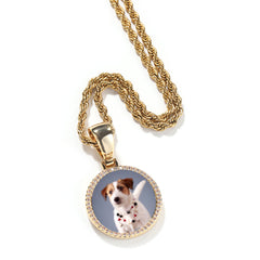 Ice Stone Customized Round Diamond Photo Pendant