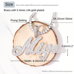 Ice Stone Personalized Pink Baguette Name Necklace