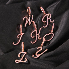 Ice Stone Custom Small Flower Cursive Initial Necklace