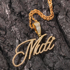 Ice Stone Custom Small Flower Cursive Initial Necklace