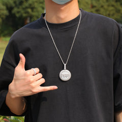 Ice Stone Iced Out Custom Spin Round Name Pendant Necklace