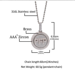 Ice Stone Iced Out Custom Spin Round Name Pendant Necklace