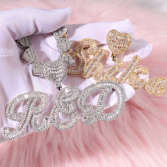 Ice Stone Gold Baguette Custom Name Necklace