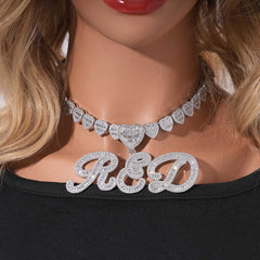 Ice Stone Gold Baguette Custom Name Necklace