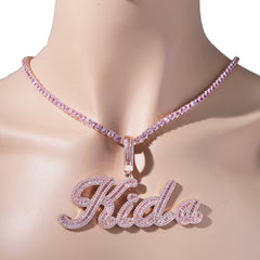 Ice Stone Gold Baguette Custom Name Necklace