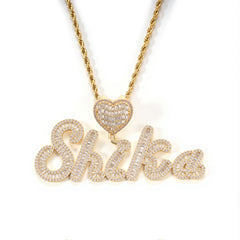 Ice Stone Gold Baguette Custom Name Necklace