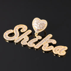 Ice Stone Gold Baguette Custom Name Necklace