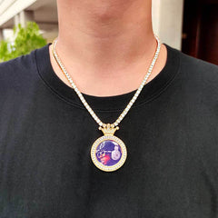 Ice Stone 14K Gold Custom Picture Necklace