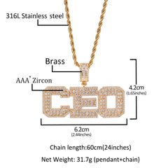 Ice Stone Bold Face Custom Name Pendant Necklace