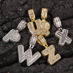Ice Stone Hip Hop Custom Drip Iced Out Initial Pendant Necklace