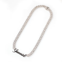 Ice Stone Christmas Diamond Name Tag Tennis Chain Necklace