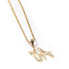 Ice Stone Big CZ Brush Font Custom Name Necklace