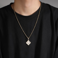 Ice Stone Iced Out Four Leaf Clover Pendant Necklace