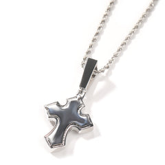 Ice Stone Baguette Black Diamond Cross Pendant Necklace