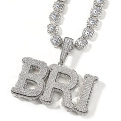 Ice Stone Big Custom Name Iced Out Pendant Necklace   1/2