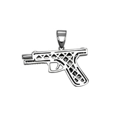 Ice Stone Iced Out Hand Pistol Pendant Necklace
