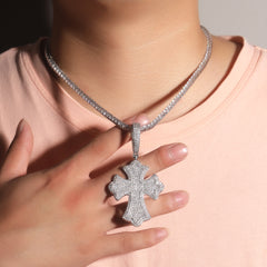 Ice Stone Iced Out Gothic Cross Pendant Necklace