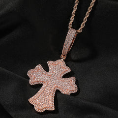 Ice Stone Iced Out Gothic Cross Pendant Necklace