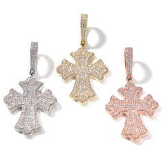Ice Stone Iced Out Gothic Cross Pendant Necklace