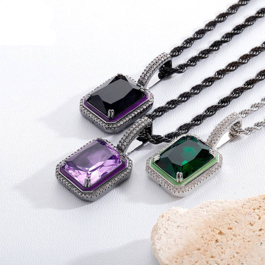 Ice Stone Luminous Colorful Gemstone Pendant Necklace