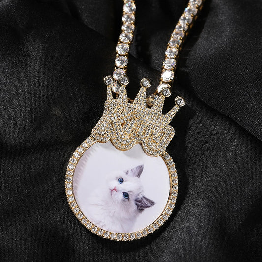 Ice Stone Custom Photo Memory Pendant Necklace