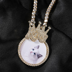 Ice Stone Custom Photo Memory Pendant Necklace