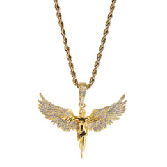 Ice Stone Iced Out Angel Wing Necklace