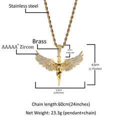 Ice Stone Iced Out Angel Wing Necklace