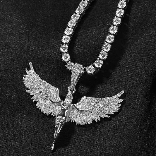 Ice Stone Iced Out Angel Wing Necklace