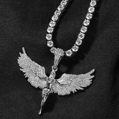 Ice Stone Iced Out Angel Wing Necklace