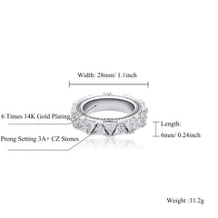 Ice Stone 6mm Triangle Zircon Gold Iced Ring