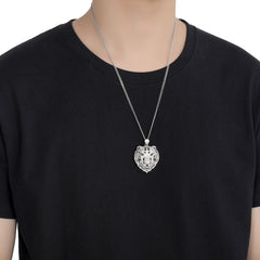 Ice Stone Gold Silver Rose Gold Tiger Pendant Necklace