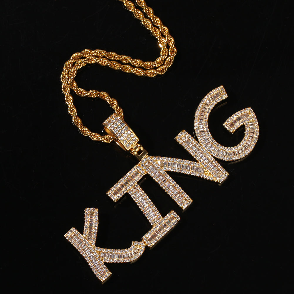 Ice Stone Custom Initial CZ Pendant Necklace