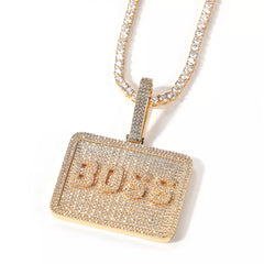 Ice Stone 6mm Big Rectangle Custom Name Plate Necklace
