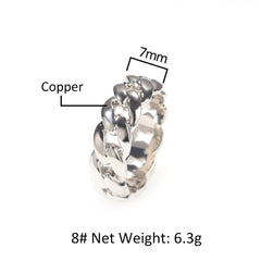 Ice Stone Cuban Link Brass Gold Plated Ring