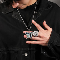 Ice Stone DIY Custom Butterfly Photo Necklace