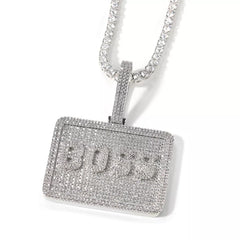 Ice Stone 6mm Big Rectangle Custom Name Plate Necklace
