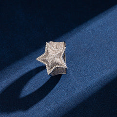 Ice Stone Star Iced Out Brass Gold Ring