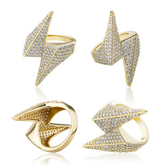 Ice Stone Luxury Gold Iced Out Lightning Ring
