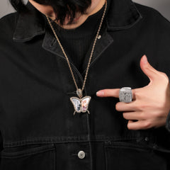 Ice Stone DIY Custom Butterfly Photo Necklace